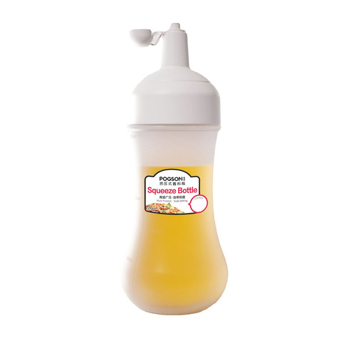 Food grade PP condiment bottle, kitchen salad squeeze bottle with lid wholesale, household transparent plastic sauce squeeze bottle