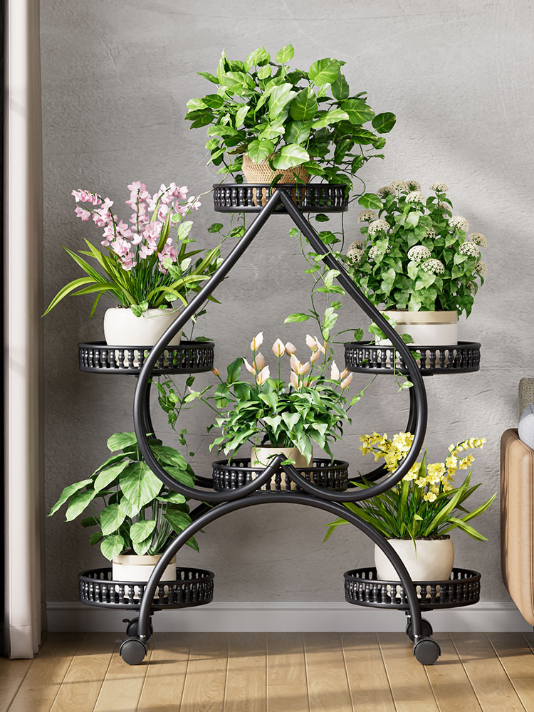 블랙 - 대담하고 두꺼워진 6개의 냄비 [무료 범용 바퀴]