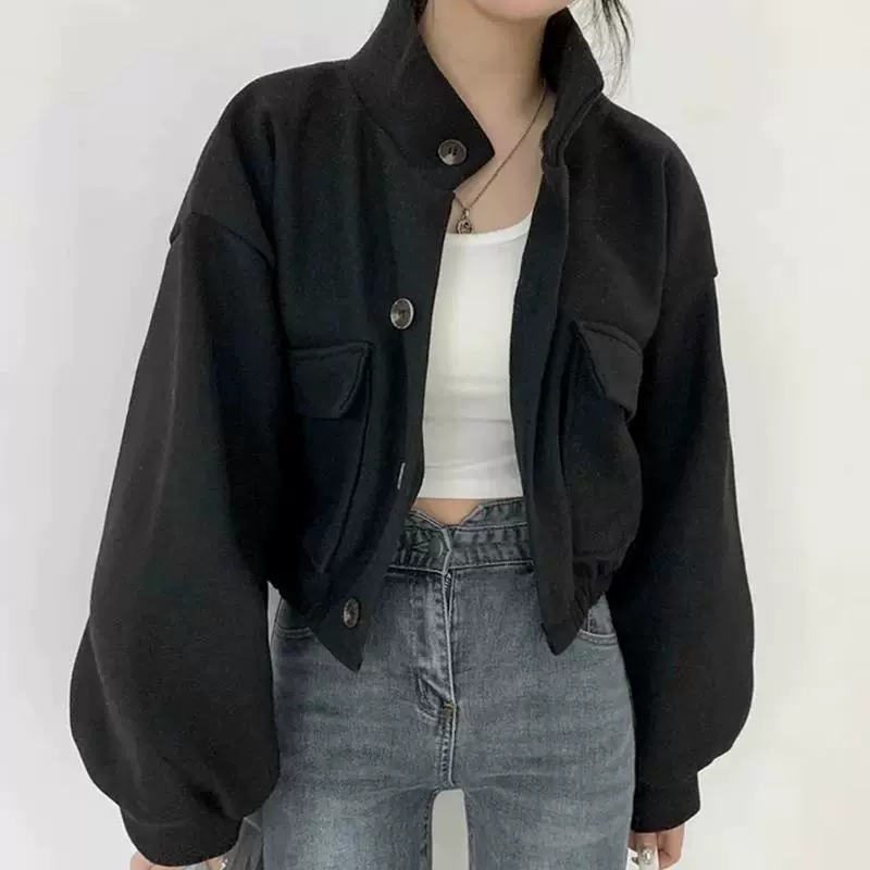 Демисезонное oversize шерстяное пальто-куртка в корейском стиле, norns girl, серый/черный/абрикосовый