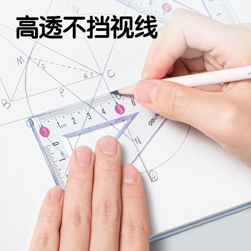 Regla suave de 15cm para estudiantes de escuela primaria multifuncional dibujo de examen de medición de conjunto de ángulo de escala
