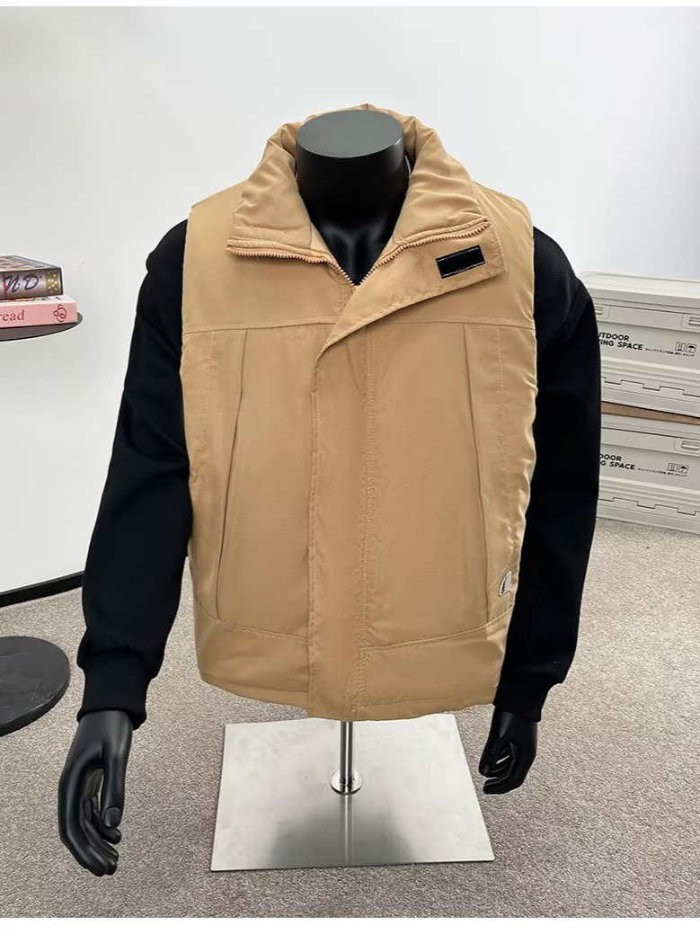 Primavera, otoño, invierno, chaleco de algodón de cuello vertical, chaqueta de chaleco suelta de moda para hombres, chaqueta de pan de caballo para hombres, chaqueta de pan