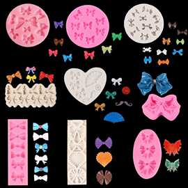 diy多款蝴蝶结烘培模具 翻糖巧克力蝴蝶结蛋糕装饰硅胶模具