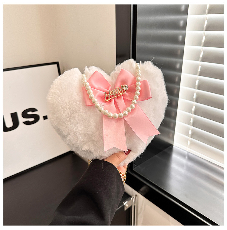 Women's Small Plush Letter Bow Knot Cute Zipper Shoulder Bag display picture 3