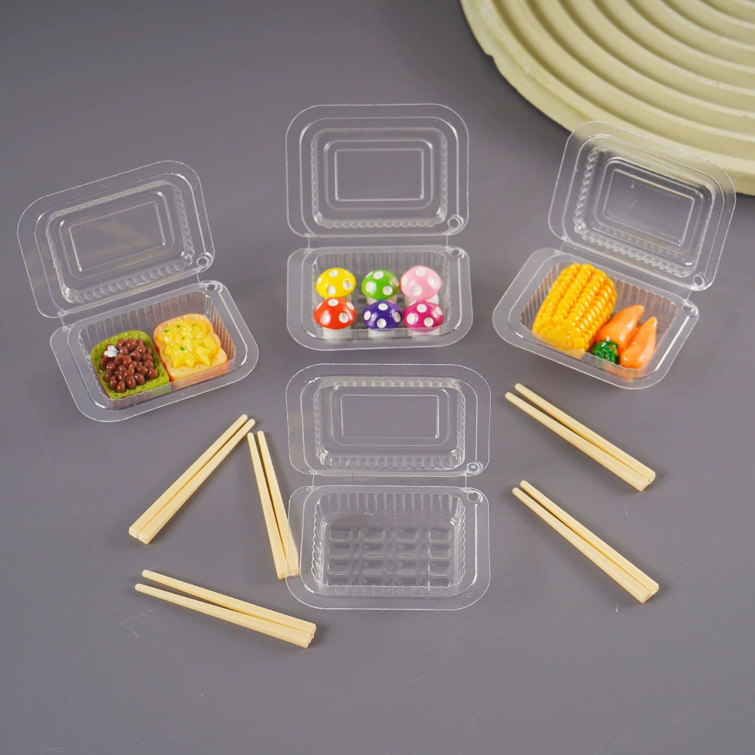 Миниатюрная игрушечная еда, ланч-бокс «сделай сам», мини-бокс для искусственного фаст-фуда, кукольный домик, одноразовая прозрачная упаковка