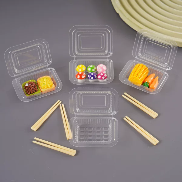 Miniature Diy Lunch Box Lunch Box Mini Simulation Fast Food Box Doll House Disposable Transparent Packaging