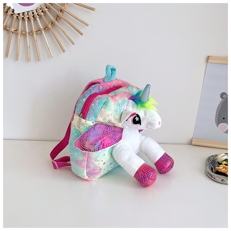 Kindergarten niños de dibujos animados peluche juguete mochila unicornio pequeña bolsa comercio exterior