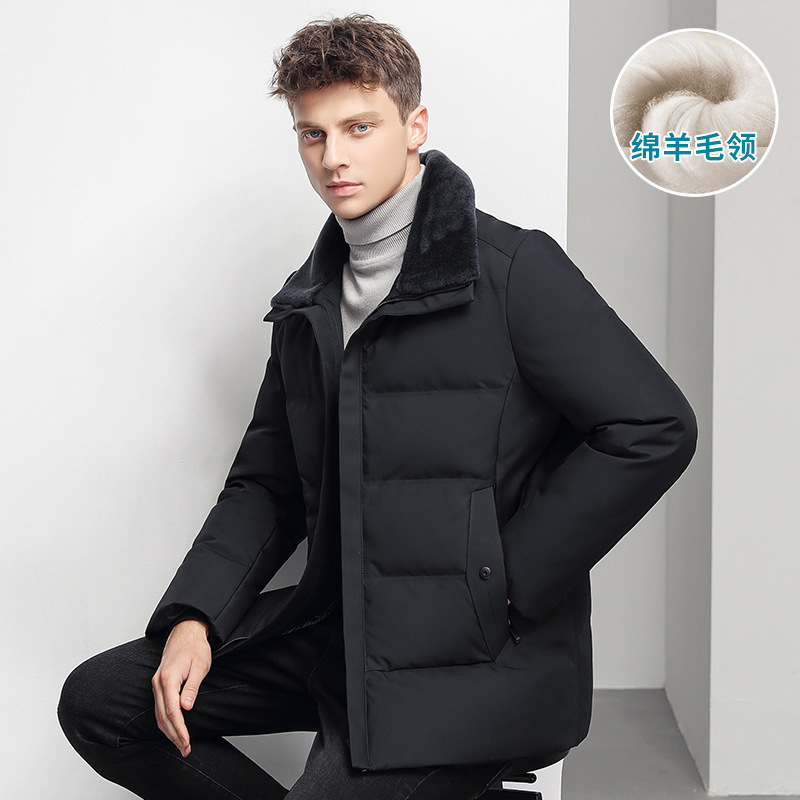Goose down down Jacket Men's New Thickeneded Wool Lapel Business Casual Dad New Winter Jacket