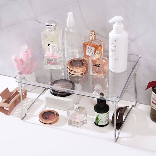 Desktop storage cosmetics partition transparent layered storage rack multi-functional plastic seasoning rack layered storage rack