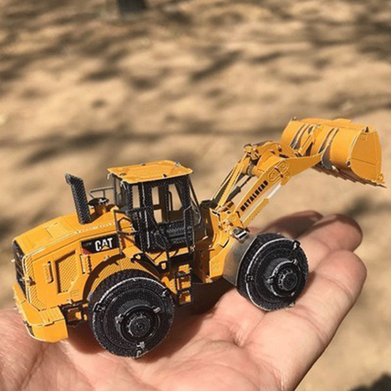Acero estatua mágica al por mayor ingeniería vehículo excavadora metal puzzle mini 3D hecho a mano DIY modelo de montaje