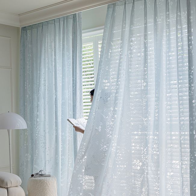 Insulated Sunscreen Mirror Veil Curtain Curtain Light-Impermeable Bay Window Balcony Living Room Japanese White White Gauze Window Screen