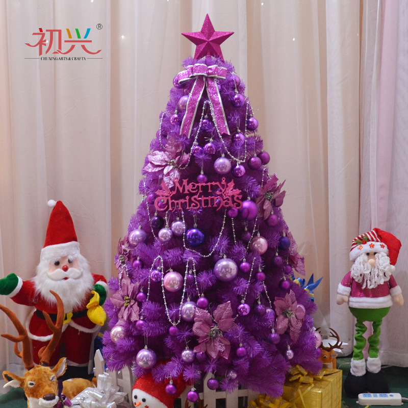 Decoración del hogar del árbol de Navidad púrpura 1.2 / 1.5 / 1.8m paquete de lujo gran centro comercial de hoteles de Navidad