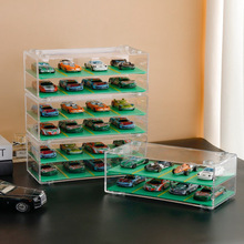 玩具车收纳盒1:64风火轮多美卡汽车模型跑车小汽车多格透明展示架