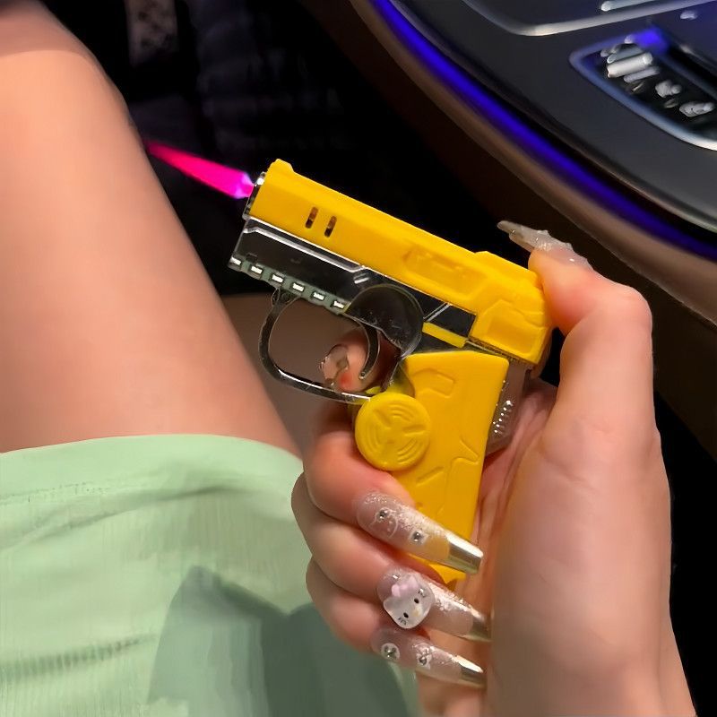 Nueva punta de dedo plegable giroscopio pistola encendedor novio celebridad de Internet inflable a prueba de viento rotación creativa descompresión personalidad image 9