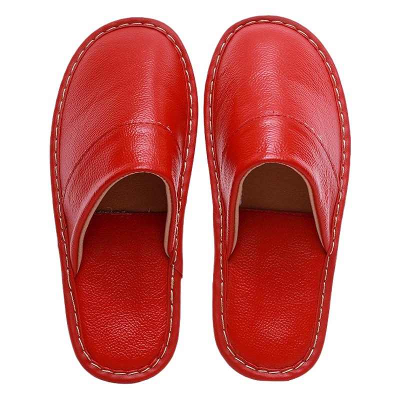 Весенние и осенние домашние кожаные тапочки на полу для мужчин и женщин, пары, Нескользящие домашние кожаные тапочки Baotou на толстой подошве оптом
