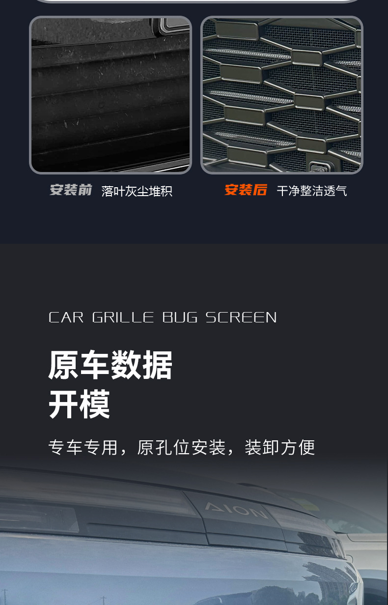 Suitable for 26 models of Aion N60, insect-proof net, water tank protection, dust-proof net, grille-specific modification accessories