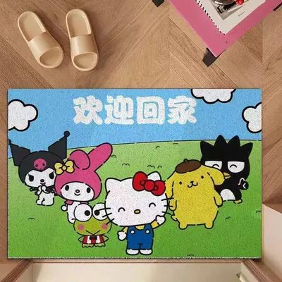 Avtomobil döşəmə paspasları – Mat - hello-kitty-and-friends-welcome-home-lawn-4060cm-silk-circle