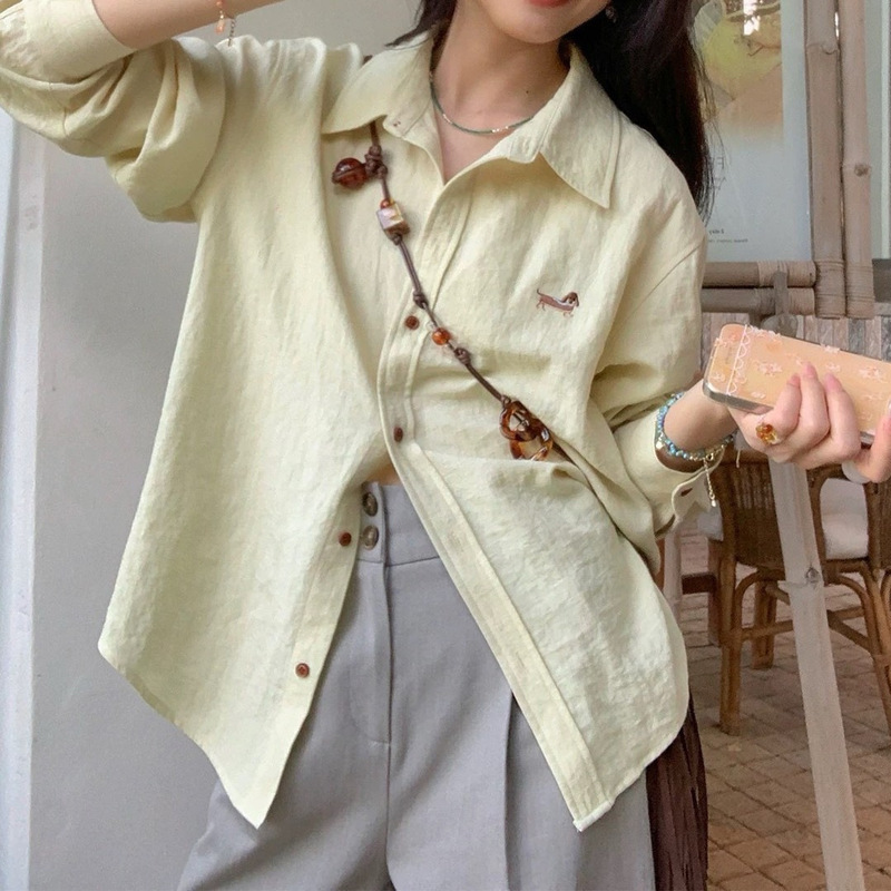 Embroidery Design Lazy Shirt Spring and Autumn Fashion Casual Versatile Long-Sleeved New Casual Temperament Shirt Loose Jacket