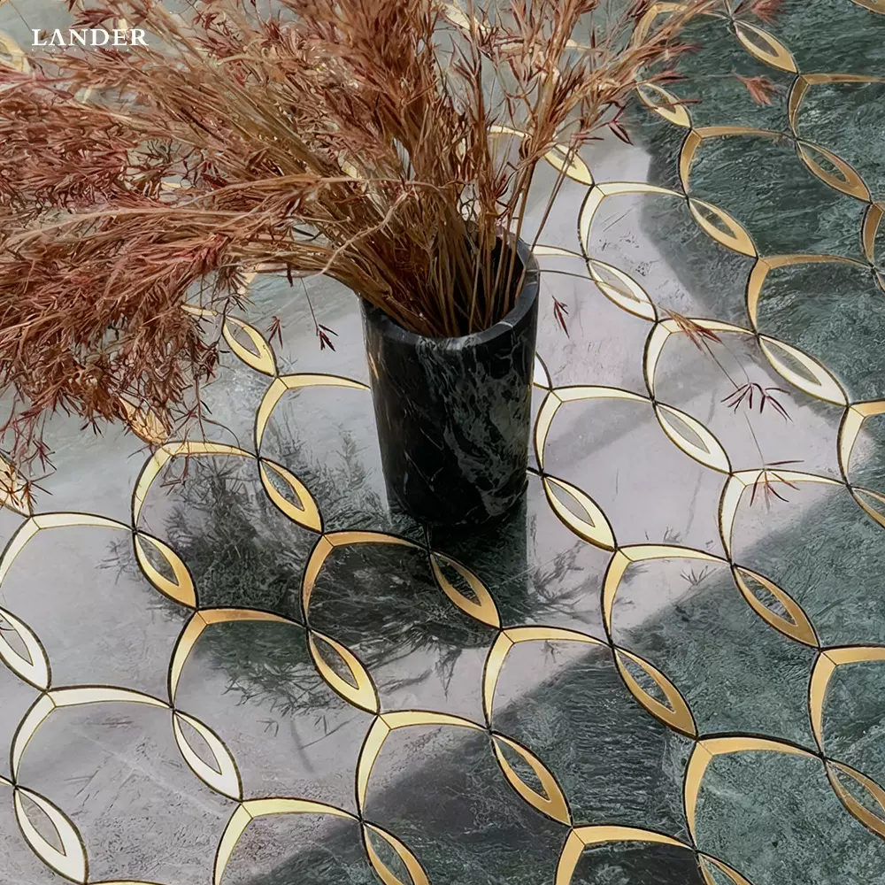 印度绿金属轻奢点缀搭配大理石高端家装工装酒店工程地砖墙砖