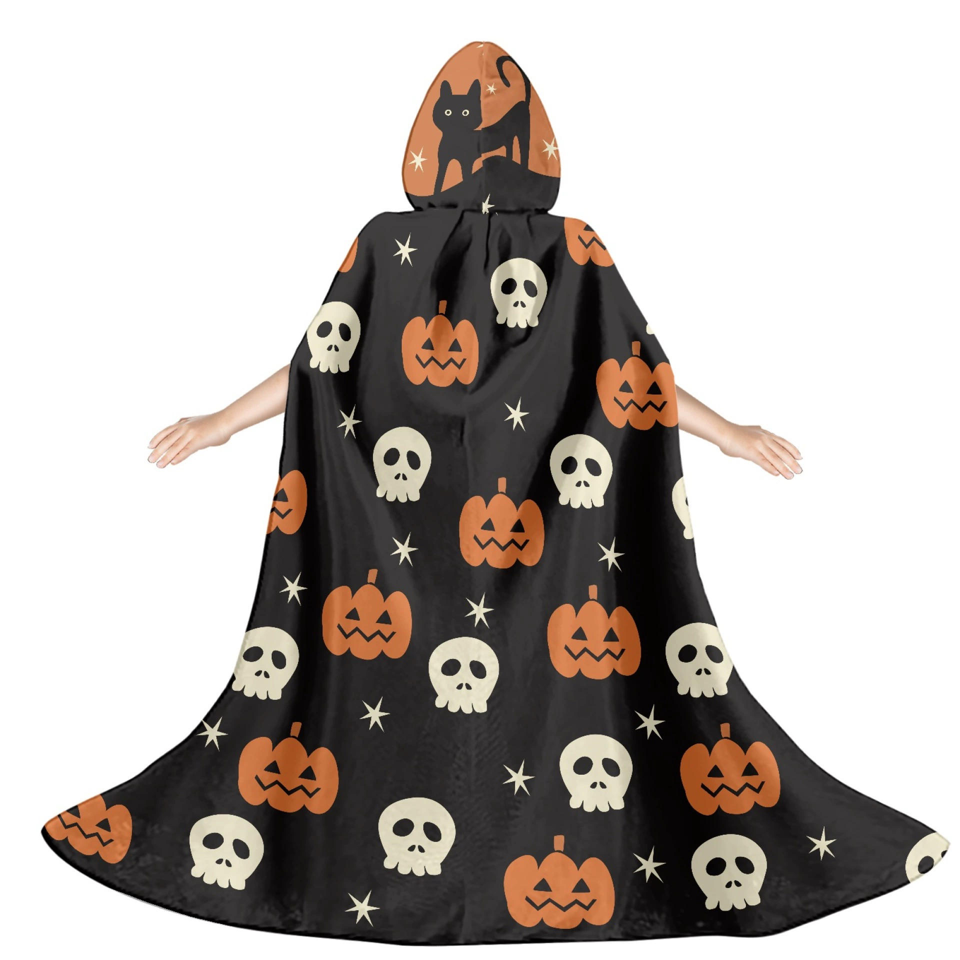 Amazon Хэллоуин череп Тыква Голова плащ цельный пользовательский детский плащ с капюшоном к фигуре логотип
