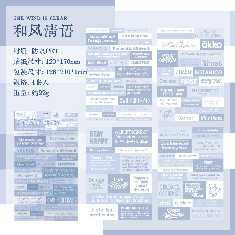 Serie de susurros en inglés Serie de sal Frases creativas en inglés Pet Libro de mano en inglés Material de decoración Pegatinas Pegatinas Transfronterizo