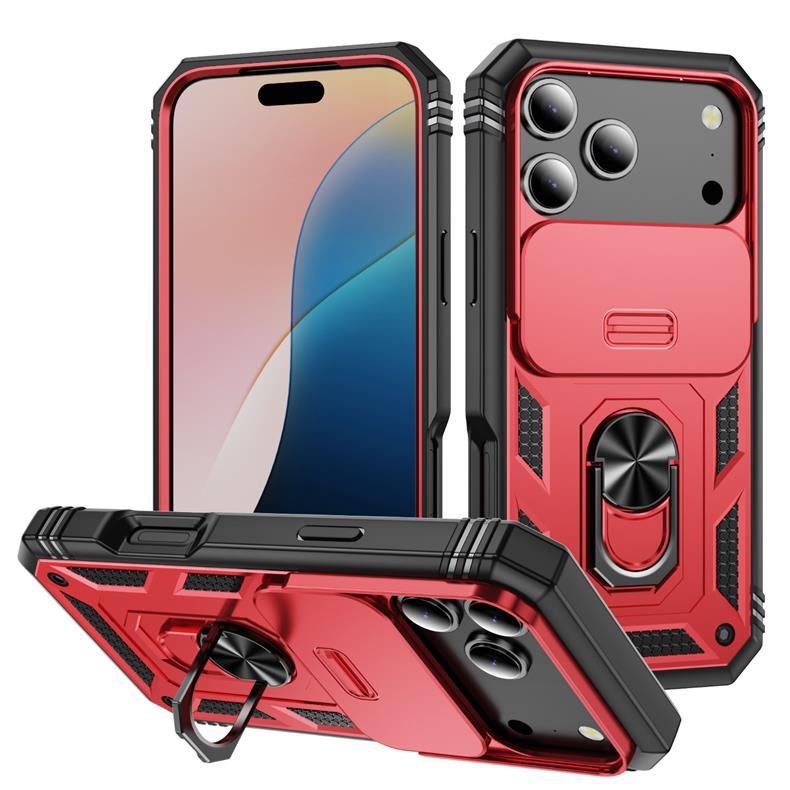 适用iPhone17Pro军事推窗三合一手机壳苹果16指环车载磁吸防摔保