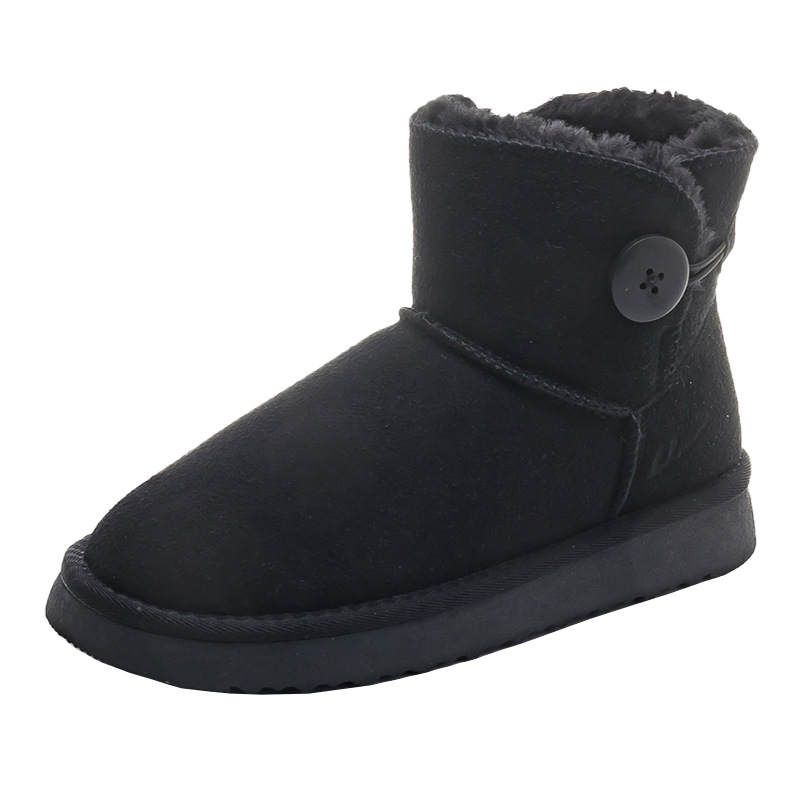 Huili nuevo estilo de moda caramelo botas de nieve minimalistas de viento universal calentamiento calzado de algodón para usar zapatos de invierno con suela gruesa de lana