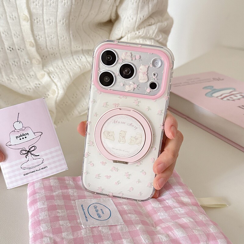 Pink Cat-Themed Phone Case Suitable for iPhone 17 Pro Max, Apple 16/15/14 Models, High Aesthetic Appeal for Girls