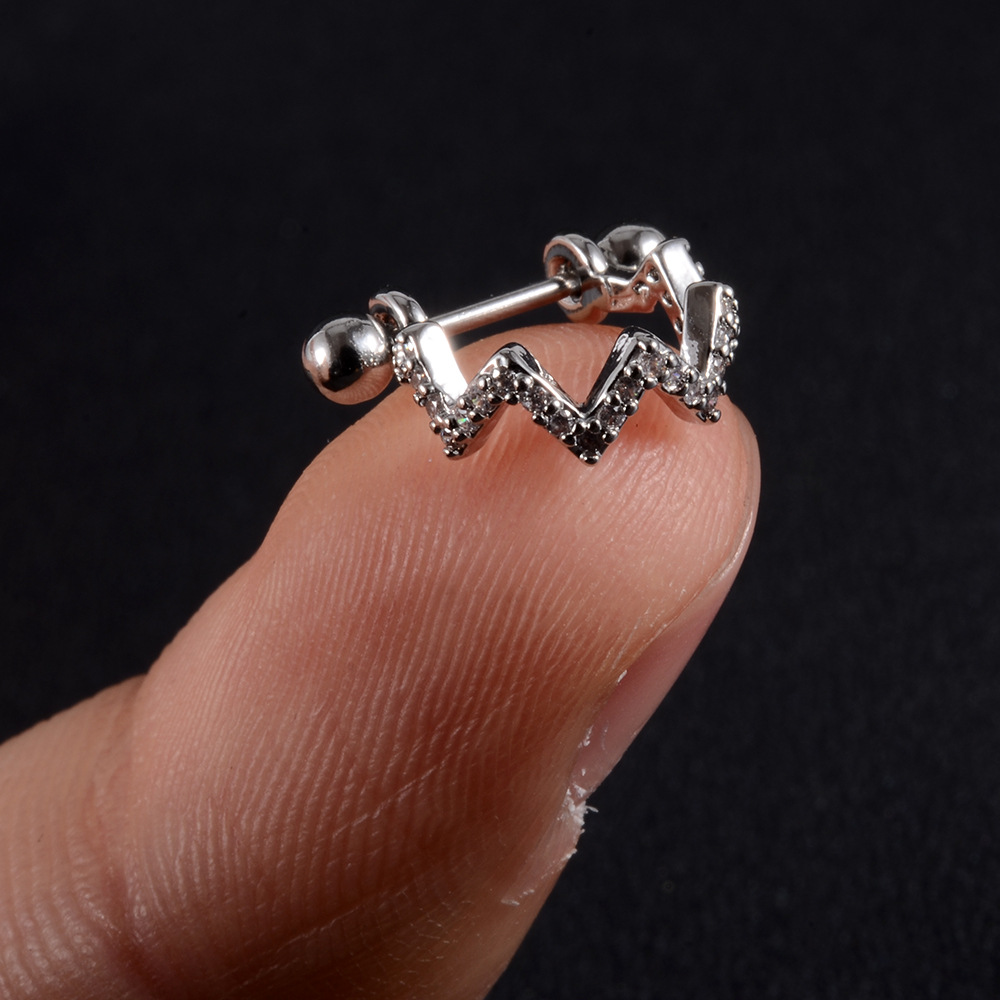 2g Weight Vacuum Plating Gold Plating Process 18K Gold Plated Plating Material Zircon Inlay Material Ear Studs Classification 1 Piece Ear Cartilage Rings & Studs Lady Leaves Heart Shape 304 Stainless Steel Copper Zircon Inlay Zircon 18K Gold Plated