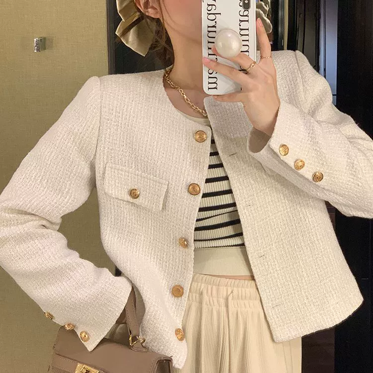 Теплая зимняя укороченная куртка, стиль Chanel, коллекция 2023 года, элитная