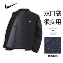 跨境2025新款春秋款爸爸装商务休闲夹克中老年纯色百搭立领外套