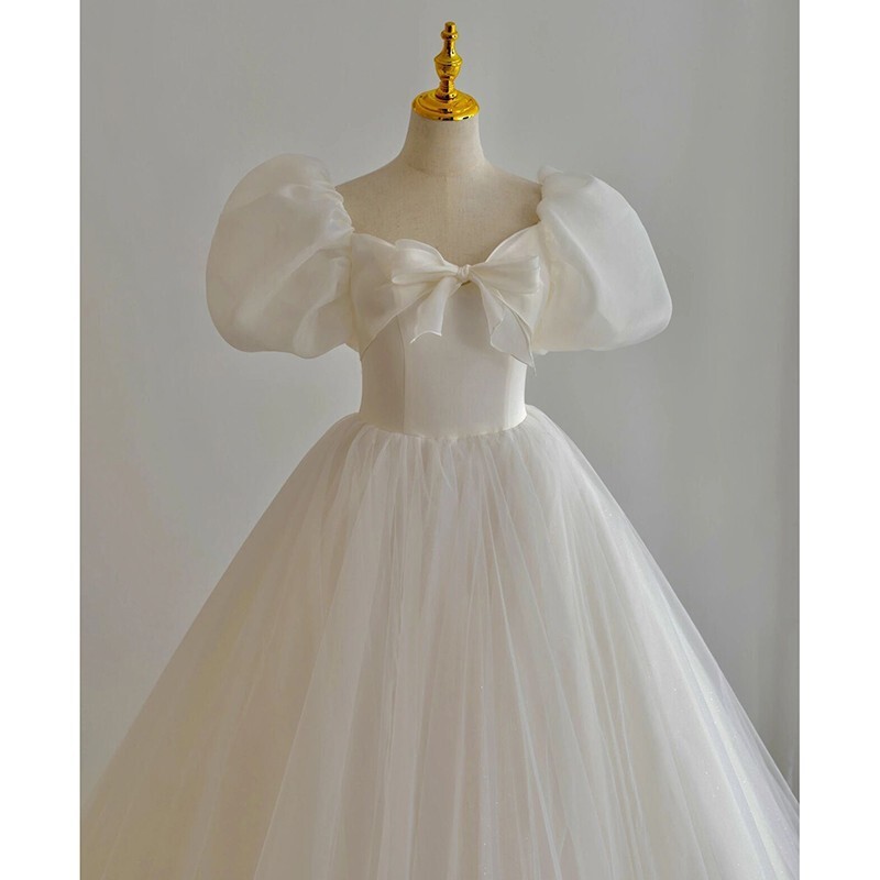 White Light Wedding Dress Evening Gown for Women 2025 New Model Suitable for Registration and Can Be Worn Casually, Art Exam Host Style White Light Wedding Dress Evening Gown for Women 2025 New Model Suitable for Registration and Can Be Worn Casually, Art Exam Host Style