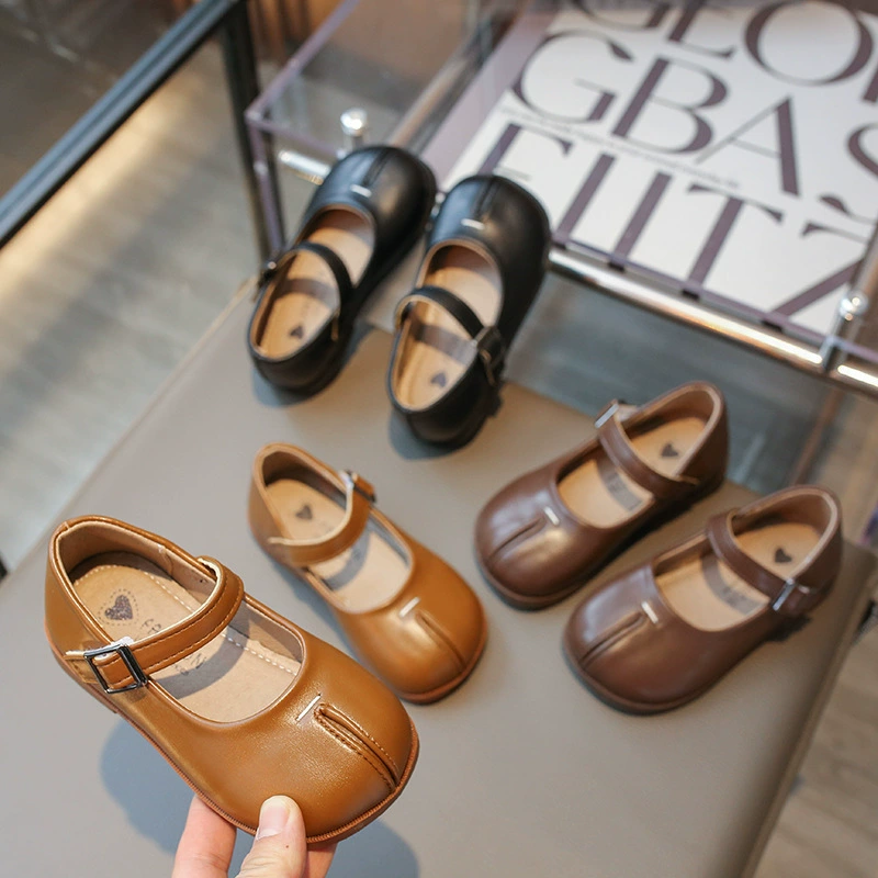Кожаная обувь для девочек 2025 весна и осень новая детская обувь