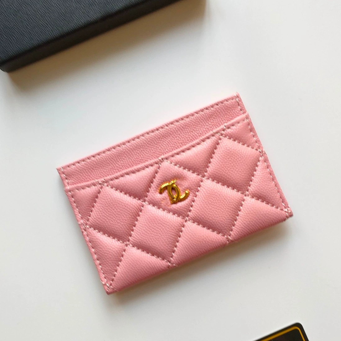 Кардхолдер (стиль Chanel) из натуральной кожи, стеганый тонкий кошелек, 7.5×11.2×0.5 см, мультicolor