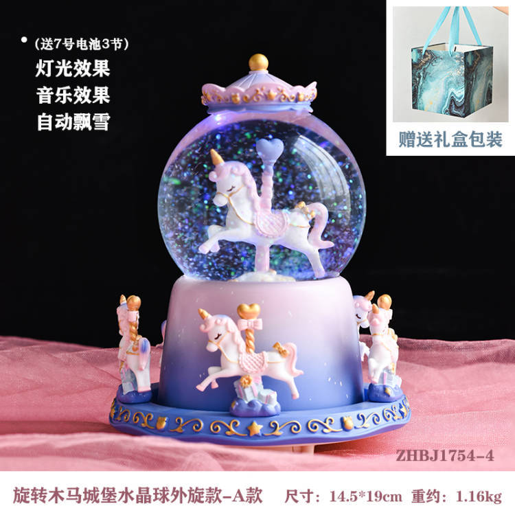 Navidad princesa bola de cristal copo de nieve caja de música caja de sonido de ocho niñas pequeños regalos de cumpleaños pequeños adornos