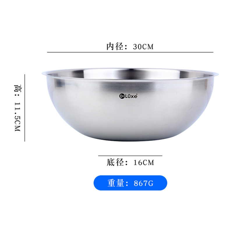 Deluxe Denas 18 / 10 acero inoxidable grueso lavabo de pelo lavabo de verduras lavabo de cocina lavabo de sopa tazón de fideos