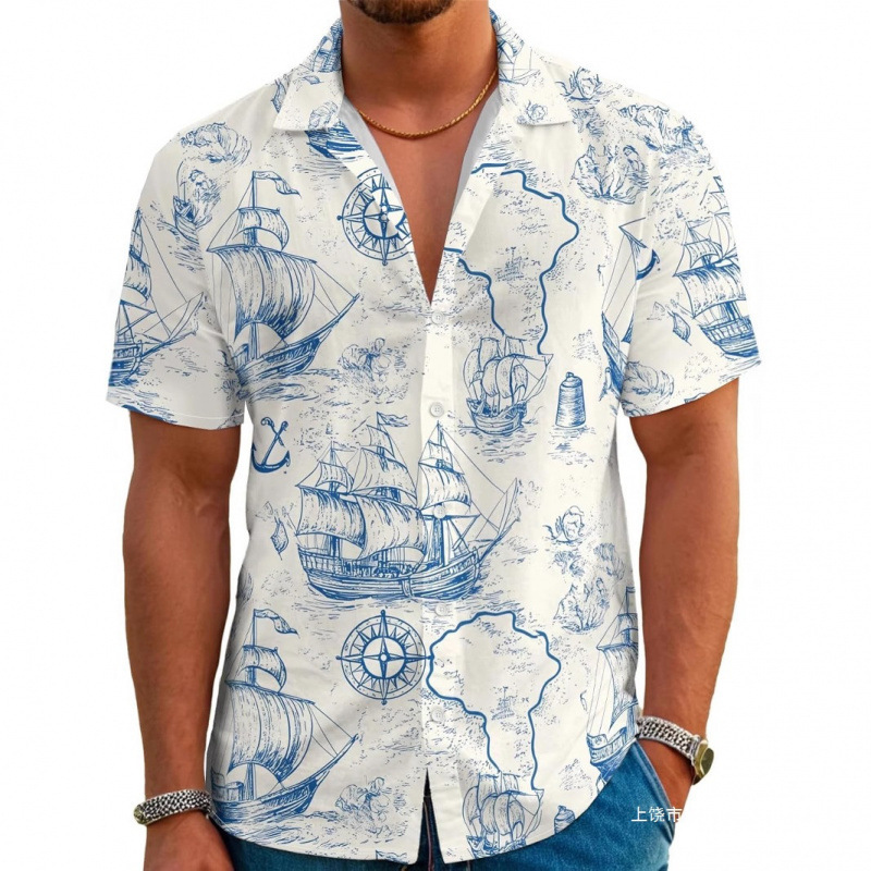 Hawaiian Shirts Men's Summer Beach Casual Short Sleeve Button down Shirt Novelty Print Tropical Beach
