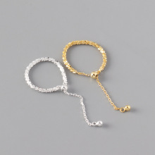 S925纯银菜花戒指波光粼粼简约满天星指环抽拉可调节银河素银珍珠