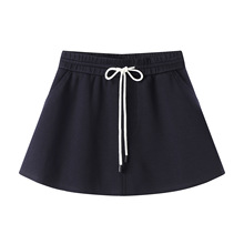 2025秋季新款女装通勤简约风抽绳系带A字短裙半身短裙子 354132