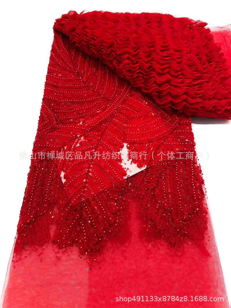 Nuevo fabricante de ondas en stock telas bordadas de alta fijación vestido de boda vestido de tela de moda image 8
