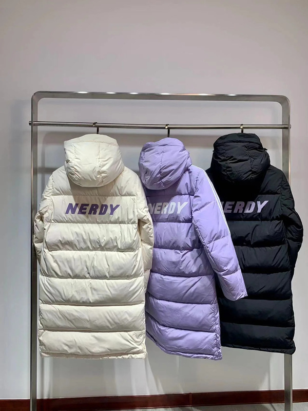 冬季NERDY韩系过膝加厚后背反光字母潮流情侣同款连帽长款羽绒服|undefined