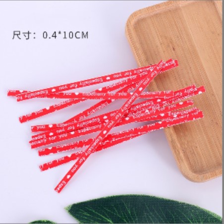 封口扎丝 烘焙封口扎丝 10cm红色带字铁丝扎丝彩色束口带 1000根