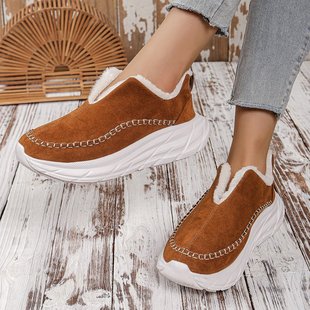 Cross-border cotton shoes autumn and winter 2024 winter casual wear non-slip warm fleece-lined thick flat cotton shoes in stock wholesale