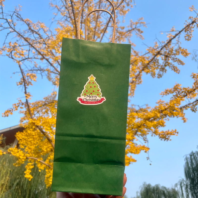 Bolsas de papel kraft de tazas de café desechables de leche de té bolsas de transporte bolsas de regalo de Navidad personalizadas impresión log