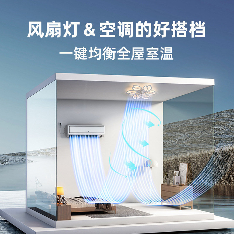 Transfronterizo 110v lámpara de ventilador de cristal lujoso dormitorio lámpara de ventilador de techo sala de estar lámpara de ventilador eléctrico de frecuencia invertida fábrica de Zhongshan image 4