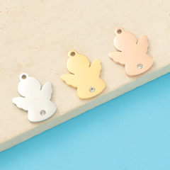 Hot selling mirror titanium steel with drilled outer single hole little angel DIY bracelet necklace pendant jewelry accessories