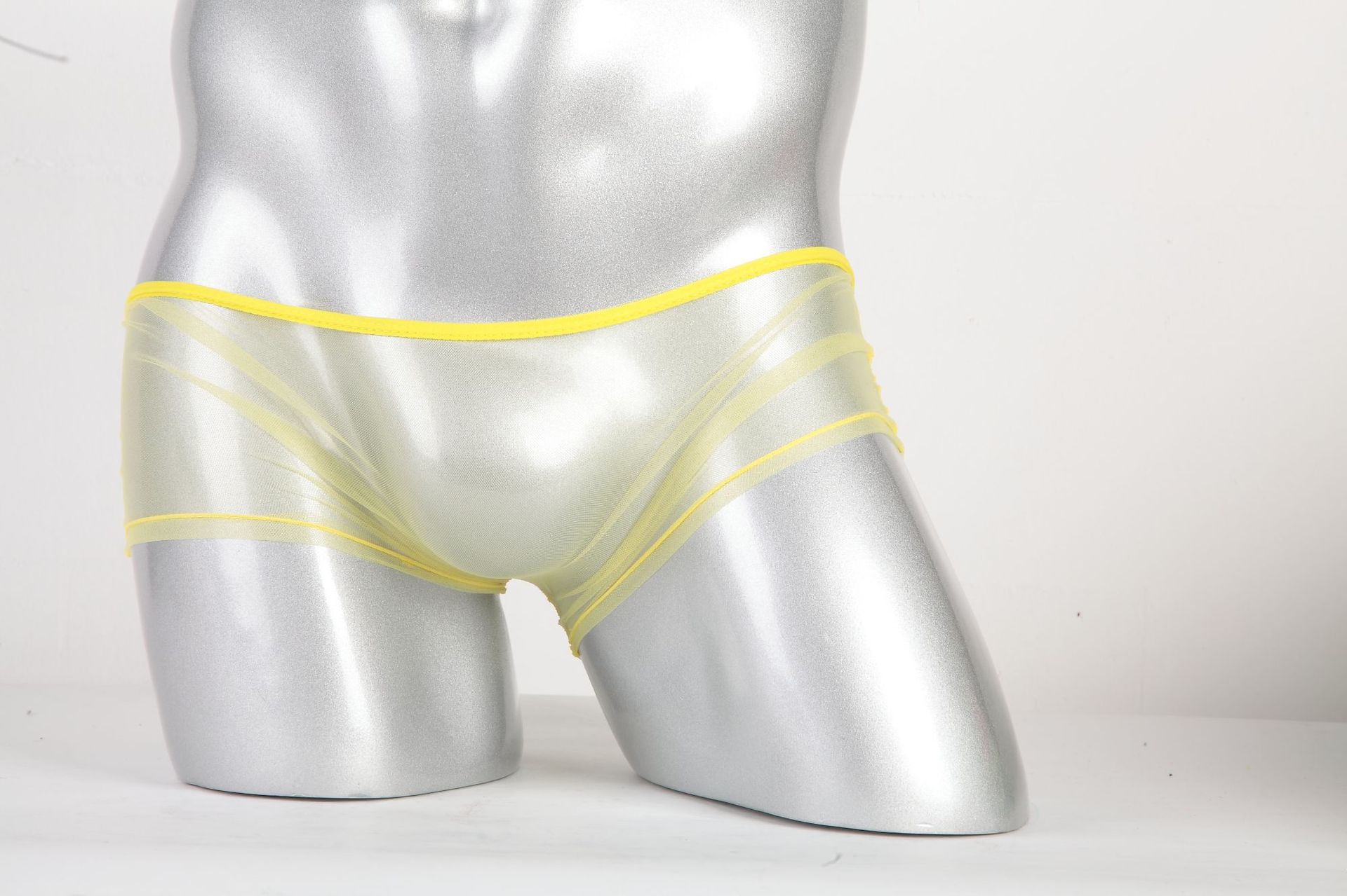 Ropa interior de los hombres de malla delgada ver a través de malla bolsa de cintura baja boxeadores más el tamaño C- 092