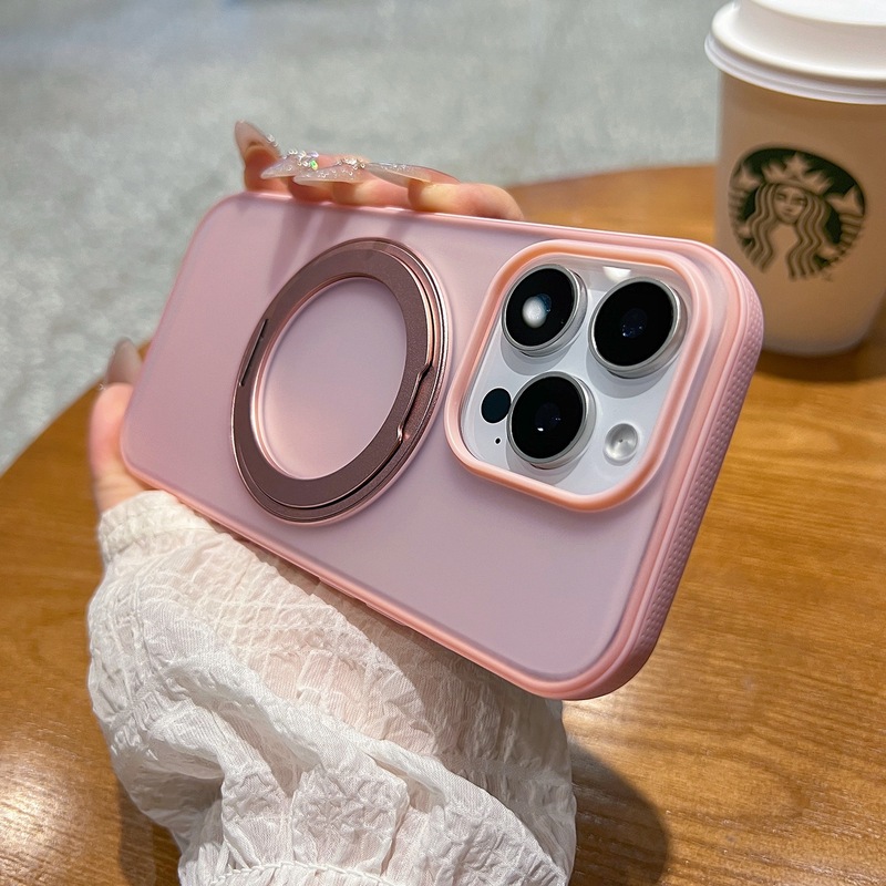 新款磁吸支点壳适用iphone16pro手机壳简约侧边防滑苹果15promax创意旋转支架14pro透色磨砂防摔16情侣保护套|undefined