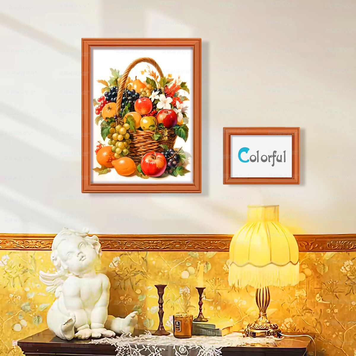 Mona Lisa Real Cesta de frutas de bordado cruzado Pequeñas piezas estéticas paisajes de sueño Decoración de mesa de cocina bordada a mano image 6