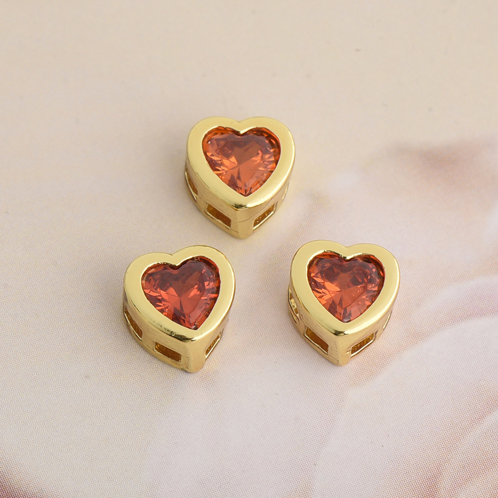 Zircon Inlay Material 1 Piece Copper Zircon Heart Shape