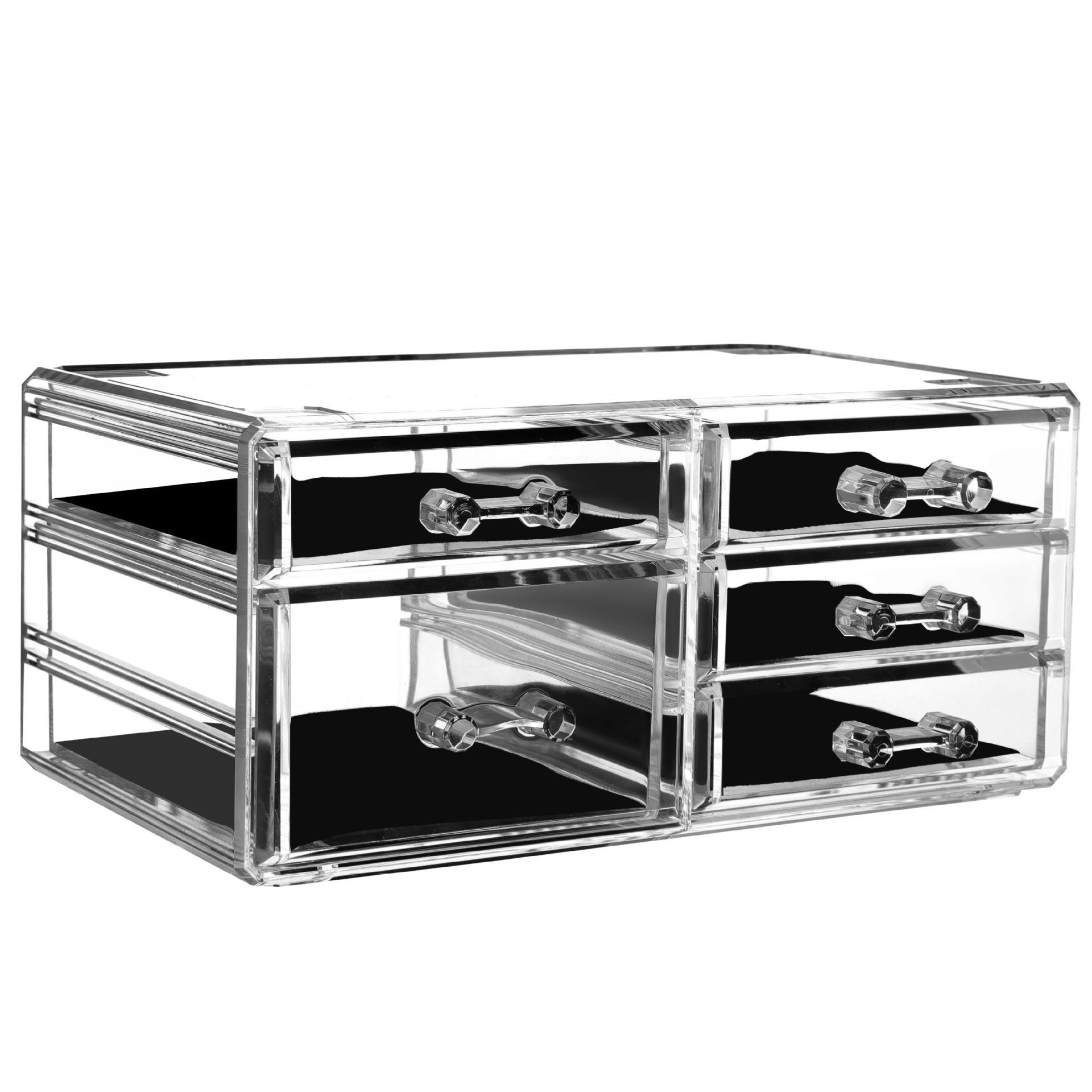 Caja de almacenamiento de cosméticos tipo cajón lujoso acrílico gabinete de almacenamiento de productos de cuidado de la piel con cubierta de gran capacidad estante de escritorio